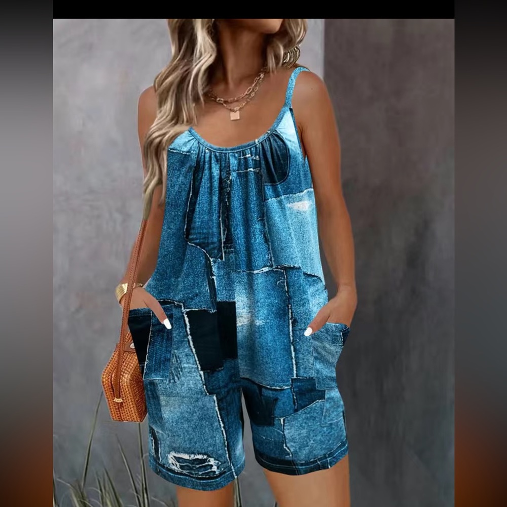Patchwork graphic romper NEW!!!